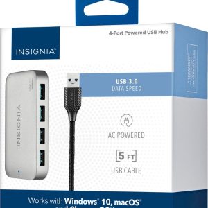 (Lot of 10x) Insignia 4-Port USB 3.0 Powered Hub - Metallic Gray - Image 3