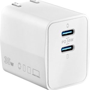 (Lot of 10x) Insignia™ - 35W Foldable Compact Dual USB-C Port Wall Charger White